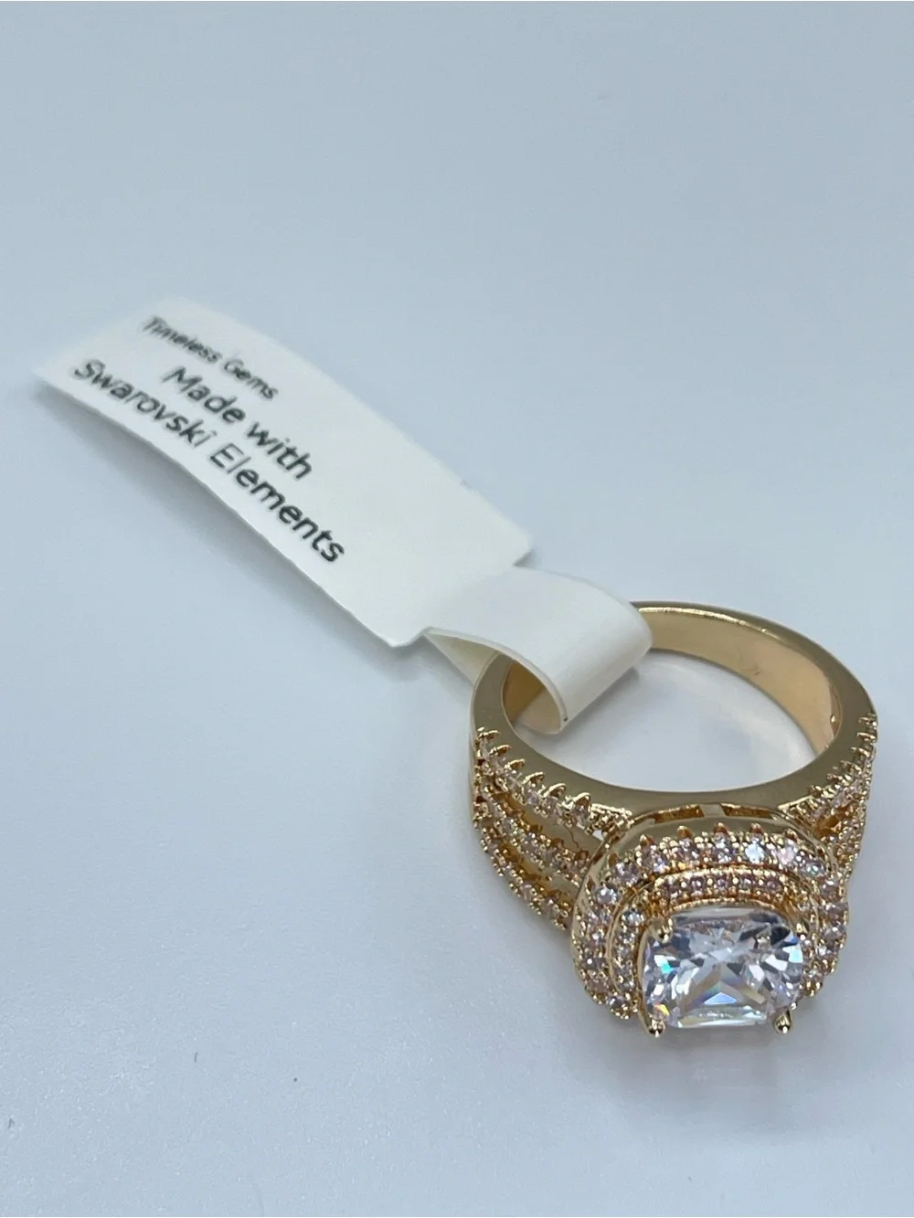 Swarovski Crystal Elements White Crystal Halo Statement Ring Bold Sz 8